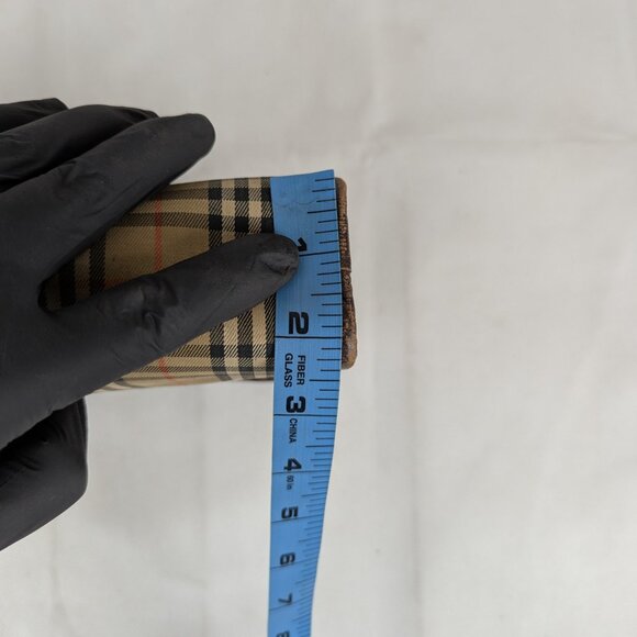 Vintage Burberry Nova Check Canvas/Leather Clutch Bag Beige